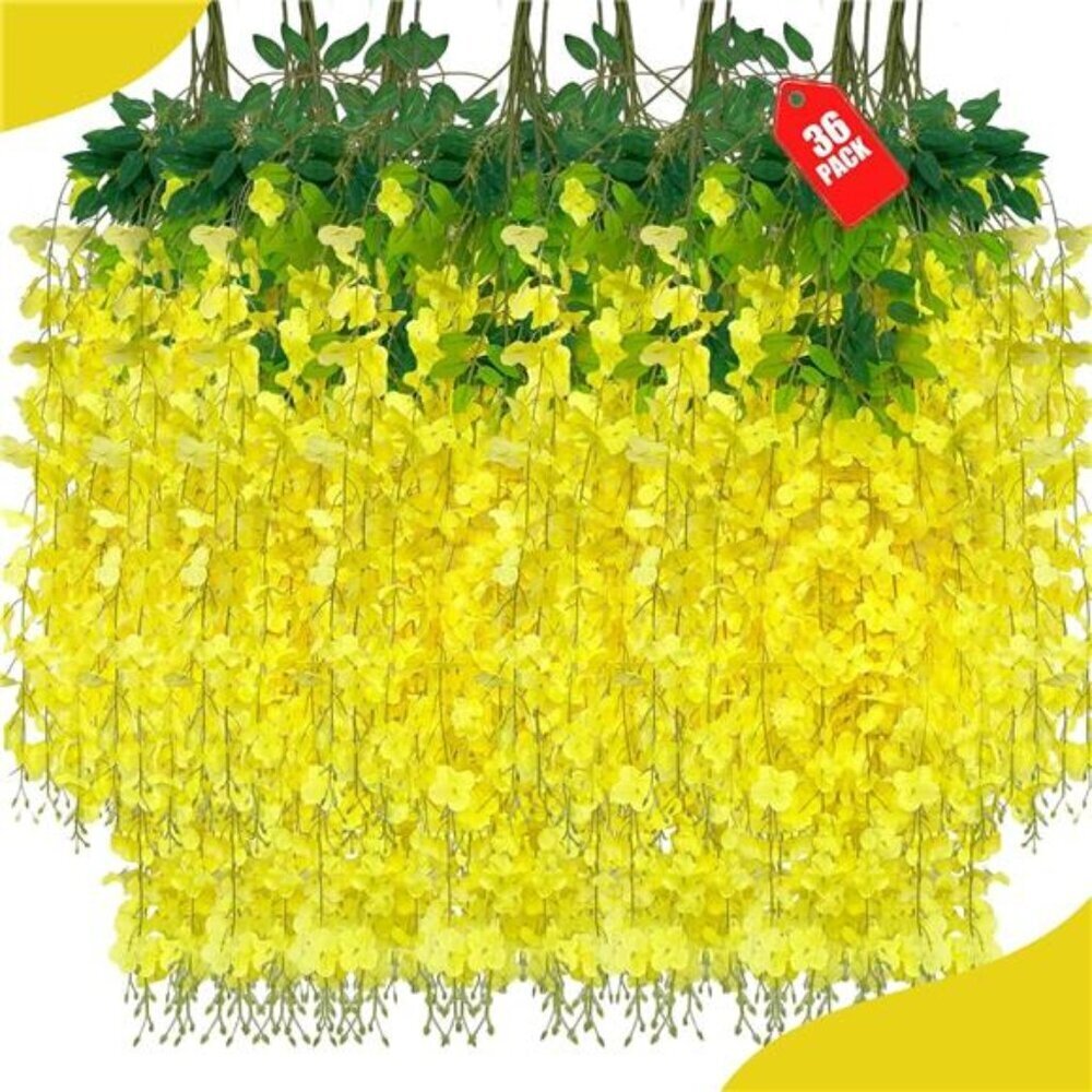 Wisteria Garland 36 Pack Yellow Hanging Flowers 3.44ft